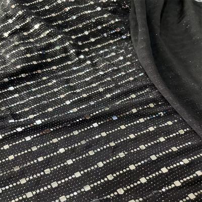 China Breathable metallic spandex knitted fabric 95% elastic pearl stripe polyester 5% spandex for wedding casual and fashion for sale