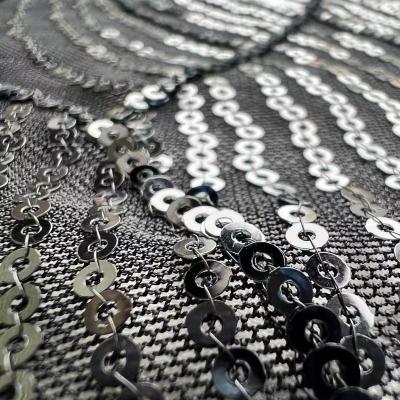 China Breathable Polyester Colorful 100% Silver Gold Sequin Fabric for sale