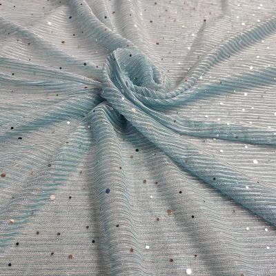 China Breathable Sequin Fabric Metallic Pleated Fabric Shiny Polyester Knit Fabric Can Be Used For Casual Dress Wedding Series for sale