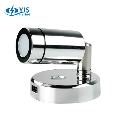 China YIS 12v 24v Caravan Marine Bedside Lamp With USB Charger Plug Reading Light Led RV Boat Bus LR003 W2P for sale