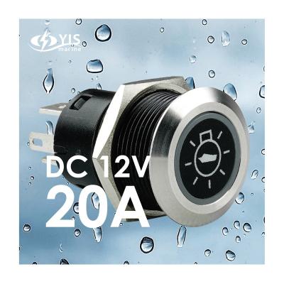 China 316 Stainless Steel Anti-Vandal Push Button Switch Stainless Steel Marine Backlight Led Push Button Illuminated Momentary Metal SS 19mm YIS 12V 20A for sale