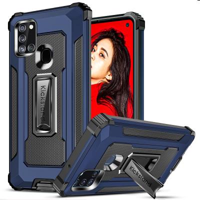 China Leyi Metal Kickstand Design Mobile Phone Cover Anti-fall Shockproof Anti Drop Phone Case For Samsung Galaxy A21 A51 A52 for sale