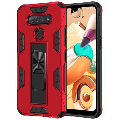 China Leyi Shockproof Armor High Retail Wholesale Integrated Kickstand Selling Dual Material Case Magnet Phone Case For LG K 51 for sale