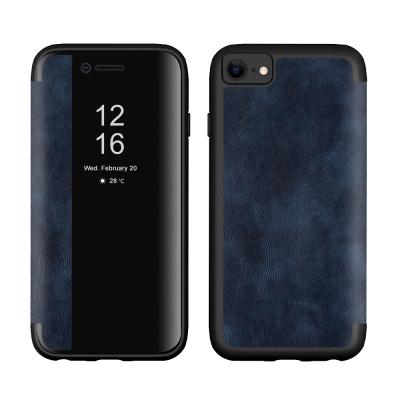 China Custom Leyi Anti-fall Flip View Window Leather Mobile Cover Custom Phone Case For 6 7 8 Plus for sale