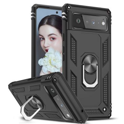 China Anti-fall Leyi Military Grade Shockproof Strong Magnetic Hard PC 360 Degree Ring Stand Kickstand Phone Case For Google Pixel 6 pro for sale