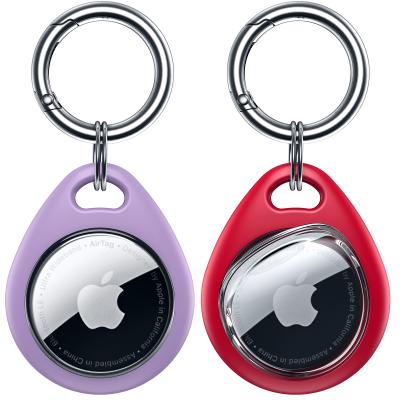 China Cover Waterproof Airbag FOR New Apple Tag AirTag Leather Key Fob Case With Key Credit Card Leather Airtag Holder Case Air Tag Chain Holder for sale