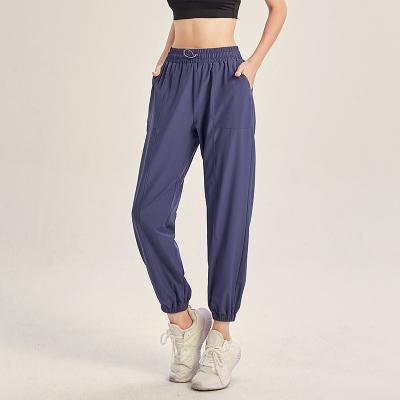 China 2022 new arrival anti-pilling spring and summer pants loose ankle gathered pants sports casual pants solid color for women for sale