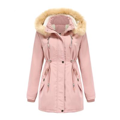 China 2021 Autumn Winter Women Cashmere Cotton Clothes Hat Removable Anti-wrinkle Jacket for sale