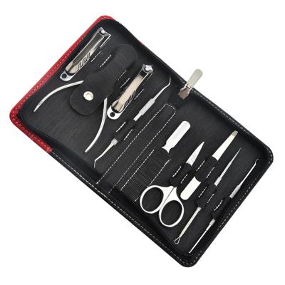 China Manicure Set 9 in 1 Manicure Set, Nail Clippers and Portable Beauty Tool Kit, Stainless Steel Nail Care Set with Leather Bag for sale