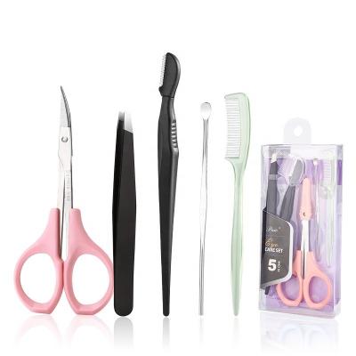 China Multifunctional Right Handed Scissors 5 in 1 Set Eyebrow Facial Shaver including Facial Trimmer, Scissors, Tweezers for sale