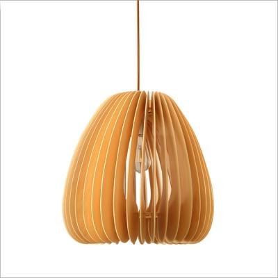 China Wooden Contemporary Interior Indoor Lighting Furniture Shade Lighting E27 Pendant Lamp For Hotel Restaurant Villa for sale