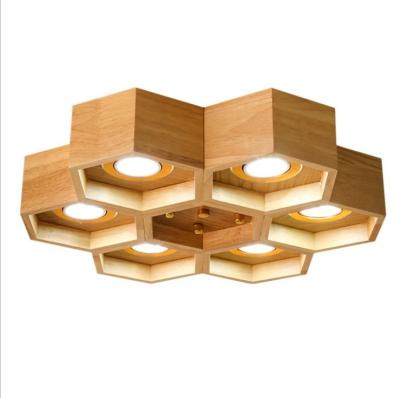 China Charming Mid Century Vintage Modern Wood Chandelier 6 Lights LED Wooden Pendant Chandelier for sale