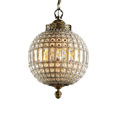 China Crystal Beads Sphere Shade Lighting Bronze Metal Residential/Home/Hotel/Restaurant/Mall Art Antique European Type Furniture Pendant Lamp for Hotel Decor Projects for sale