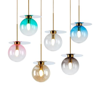 China New Arrival Modern Nordic Style Colorful Glass Ball Pendant Lamp for Home for sale