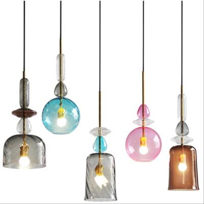 China Simple Modern Nordic Modern Colorful Glass Chandelier Hanging Pendant Lamp For Indoor for sale