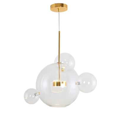 China Modern Contemporary Round Ceiling Lamp Large Pendant Lamp Large Bubble Glass Ball Glass Ball Pendant Lighting Decorative Transparent Chandelier for sale