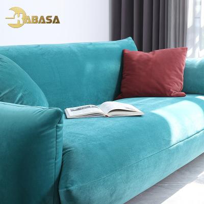 China Blue Velvet Fabric Modular Home Furniture Upholstered Couch Sectional Sofa Set for sale