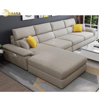 China Luxury L Shaped Sofa Lounge Sectional Linen Sofa Living Room Style Furniture Sets Nordic Modern Comfortable And Soft Fabric Corner Design for sale