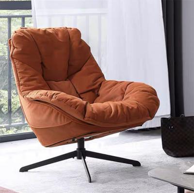 China Europe Style Modular Orange Ramie Cotton Fabric One Seat Feather Seating Soft Sofa Leisure Chair for sale