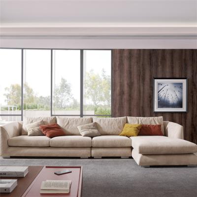 China Factory Wholesale Removable L Shaped Living Room Furniture Foshan Beige Corner Sectional Cover Sofa for sale