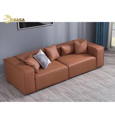 China Large Microfiber Modular Orange Leather Sectional Couch Sofa for sale