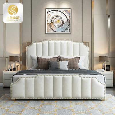 China Modern Design Minimalist Leather Bedroom Furniture King Size Bed PU Luxury Soft Leather Bed for sale