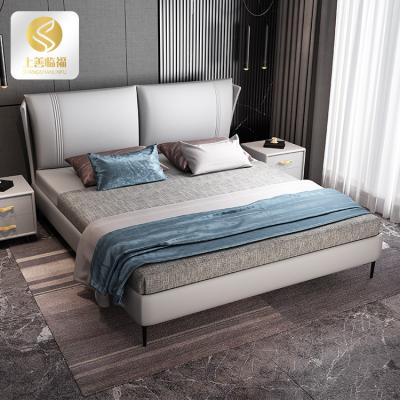 China 180*200cm Soft Solid Wood Large Leather Soft Bed Wholesale High Quality Low Price Double Bed for sale