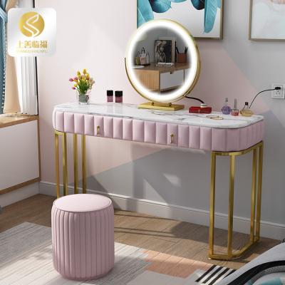 China Manufacturer custom wholesale fashion factory pink wooden dressing tables mirror simple dressing tables and chair set for sale