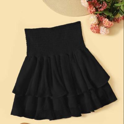 China 2021 Summer Autumn New Fashion Female Women Smocked High Ruffle Anti-Static Mini Skirt Short Dresses for sale