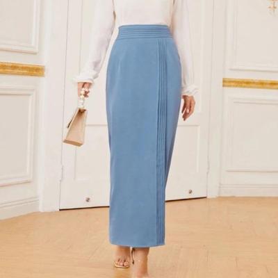 China Factory Wholesale Custom Made Casual Skirts Anti-Static Long For Women Elegant Bodycon Maxi Fold Pleated Solid Skirt High Waist for sale