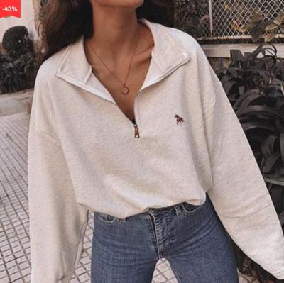 China Wholesale Women's Zipper Sweatshirt Hoodies Anti-wrinkle New Style Cotton Plain Warm Custom Logo Half Sweatshirts for sale