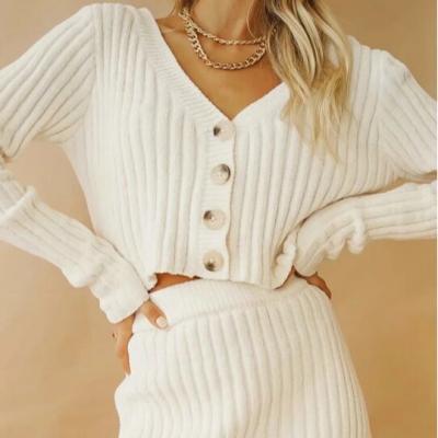 China High quality Anti-wrinkle Autumn Sweater Womens Knitted Skirt and top set new fashion high waist suit top and skirt two-piece knitted set for sale