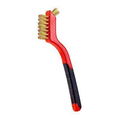 China Easily Cleaned Brass Wire Brush Small Bristles Scratch Brush Household Steel Cleaning Brush 7'' for sale