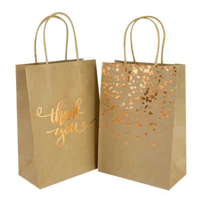 China 6pcs Recyclable Kraft Paper Bag With Handle Cookie Candy Gift Wrapping Bags Wedding Party Decoration Christmas Navidad 2021 Baby Showers for sale