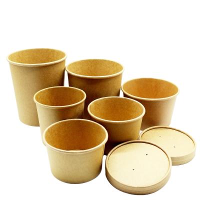 China 26oz Portable Paper Bowls Disposable Biodegradable Takeout Salad Paper Soup Wrapping Paper Bowls with Lids for sale