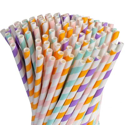 China Food Grade Disposable Color Custom Striped Paper Eco Friendly Biodegradable Color Can Be Customized Paper Drinking Straw for sale