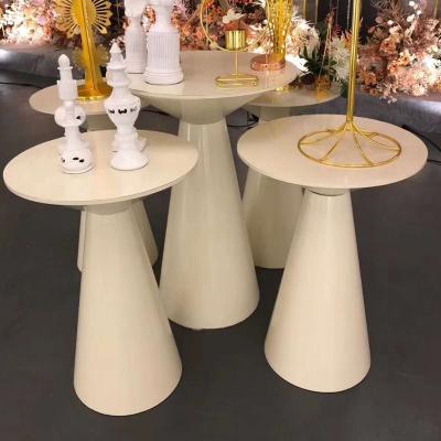 China New Eco - Friendly Conical Wrought Iron Dessert Table With Gold Plated Decoration for sale