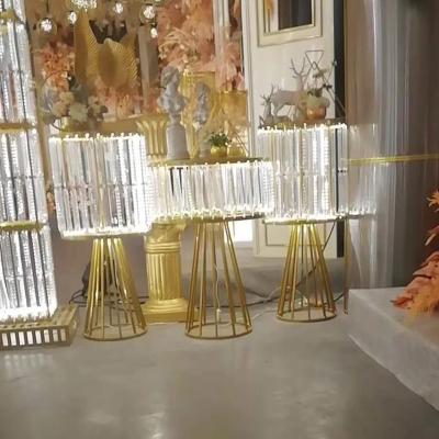 China New Indor Decoration Wedding Decoration Three Piece Hall Stage Studio Crystal Acrylic Dessert Table for sale