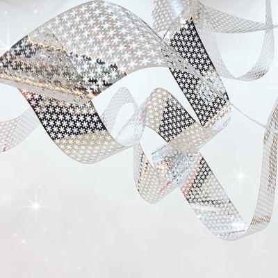 China New Eco-friendly Laser Mesh Snowflake Net Ribbon Wedding Hall Ceiling Shape Decoration Symphony Creative Wedding Props for sale