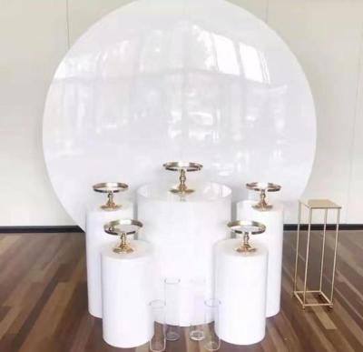 China Weddings Wedding Props High Gloss Milk White Acrylic Exterior Round Background Wall for sale