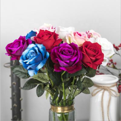 China Europe Artificial Flowers Spots Valentine Roses Decorations Wedding Flowers Silk Fabric Wholesale Single Rose for sale