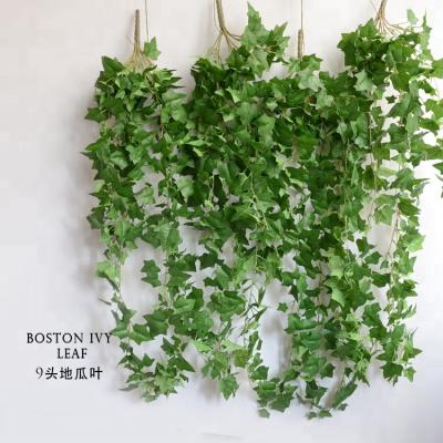 China Minimalist Artificial Rattan Vine Wall Hanging Plant Mori Rattan Plant Wall Hanging Flower Green Plant Wall Group Decorative Sweet Potato Leaves for sale