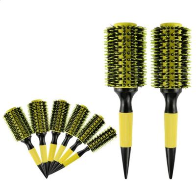 China Professional Cushion Boar Bristle Round Comb Ceramic Ionic Round Comb Hair Straightener Brush for sale