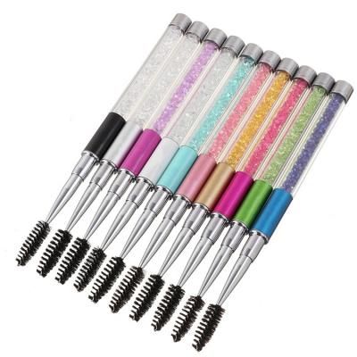 China 2019 Portable Durable Plastic Eyelash Brush Glitter Diamond Crystal Handle Makeup Brush Promotional Wholesale for sale