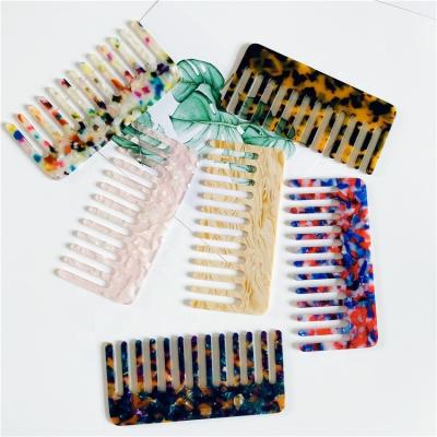 China New Classic 2022 Portable Logo Leopard Marble Hair Comb Anti Detangling Static Acetate Comb Wide Tooth for sale