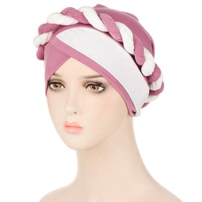 China 2022 New Style European and American Custom Design Headwrap Hood Hand - Woven Braid Turban Hats Women Bandana Muslim Headband for sale