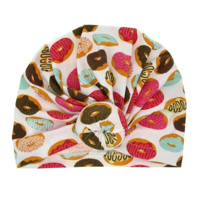 China European and American style cute donut baby hair wrap tied printing flamingo turban headband newborn accessories for sale