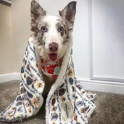 China Travel Custom Premium Sherpa Hand Wash Custom Luxury Dog Pet Throw Fleece Soft Bed Dog Moving Blankets for sale