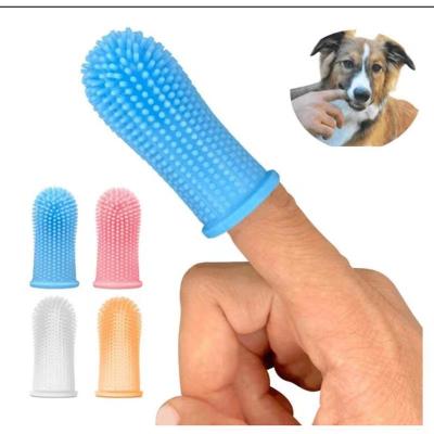 China Customize Logo Viable Tooth Silicone Pet Finger Brush Bad Breath Tartar Cleaning Teeth Machine Soft Pet Finger Brush for sale