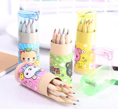 China High Quality 12pc Color Drawing Pencil With Tub And Paper Sharpener From China for sale